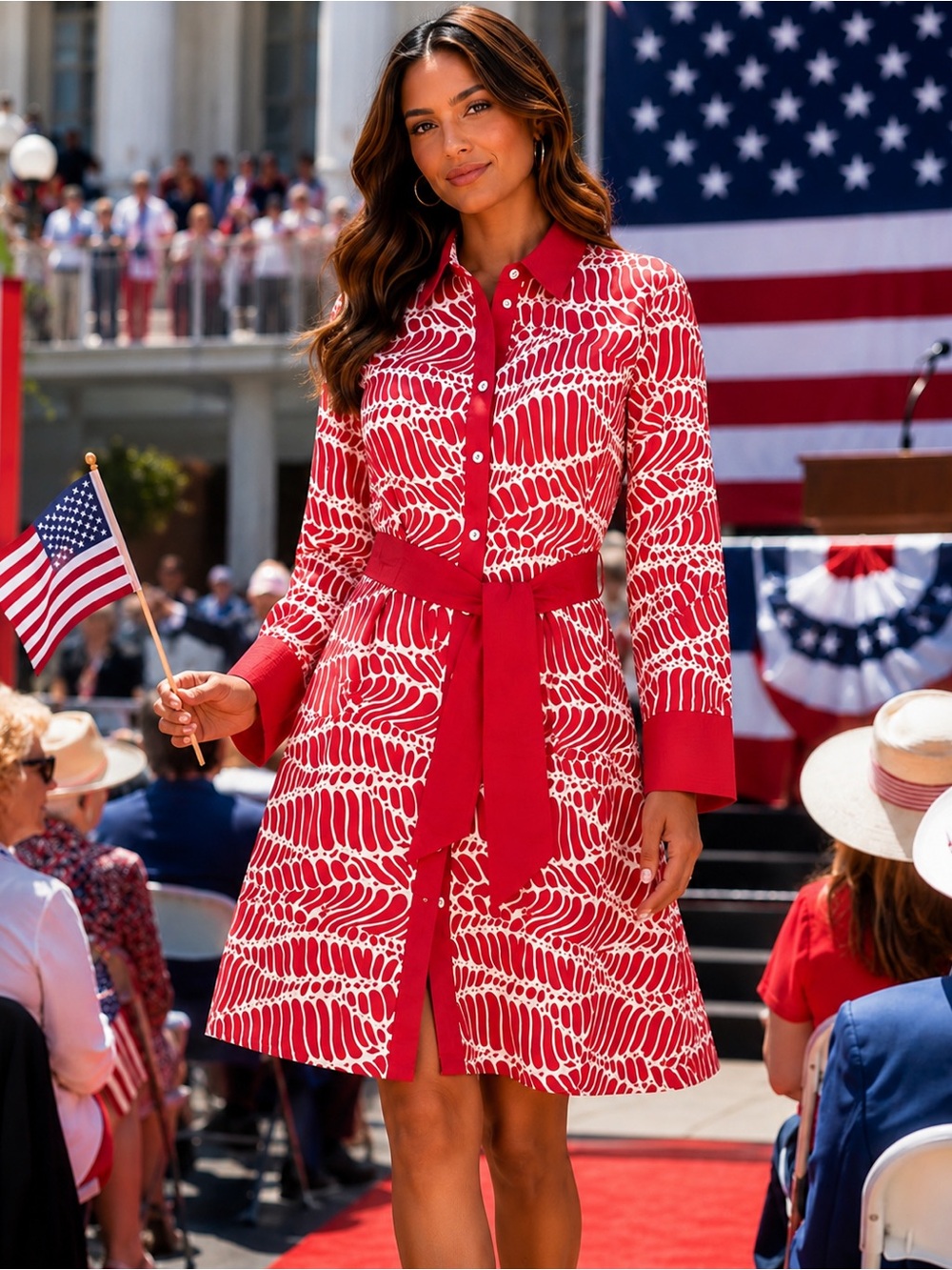 CK BRADLEY- Red/ white print dress NWT